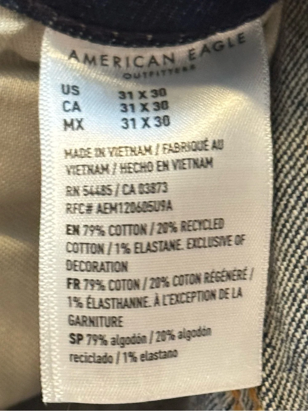 American Eagle Outfitters Men’s Indigo Straight Jeans 31 X 30